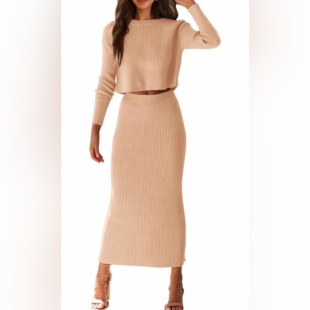 🆕Elegant Ribbed Knit Skirt Set